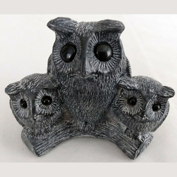 Vintage Hand Carved Owl Family Figures VGC - Picture 4 of 8